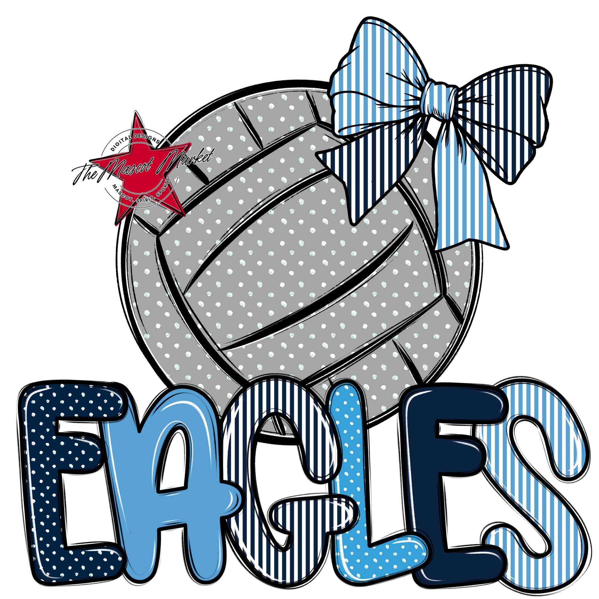 Eagles Volleyball Spirit Design-Navy & Carolina Blue