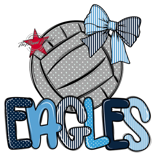 Eagles Volleyball Spirit Design-Navy & Carolina Blue
