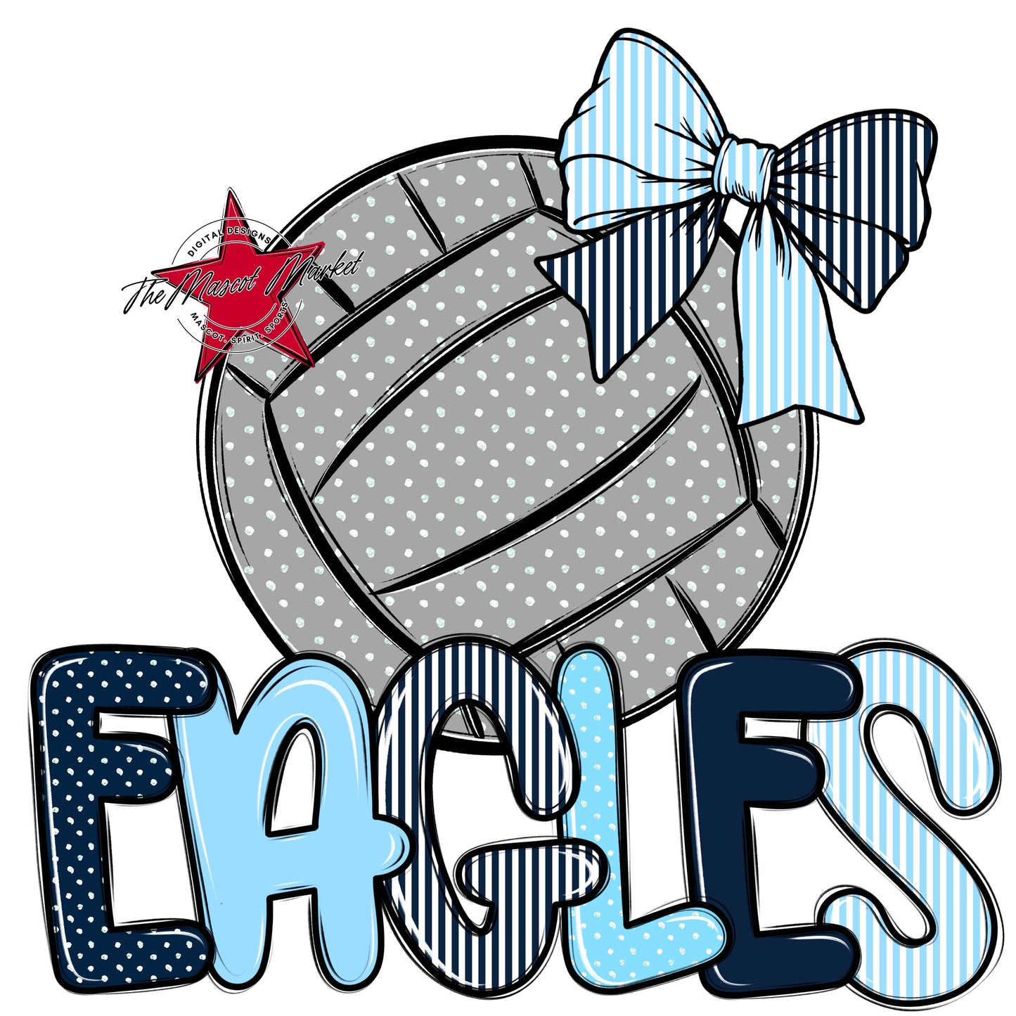 Eagles Volleyball Spirit Design-Navy & Columbia Blue