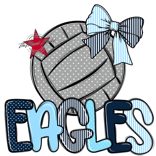 Eagles Volleyball Spirit Design-Navy & Columbia Blue