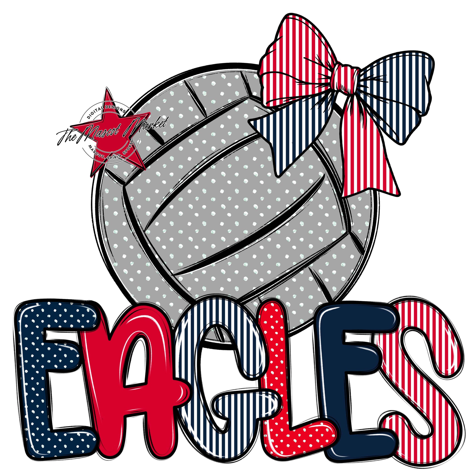 Eagles Volleyball Spirit Design-Navy & Red