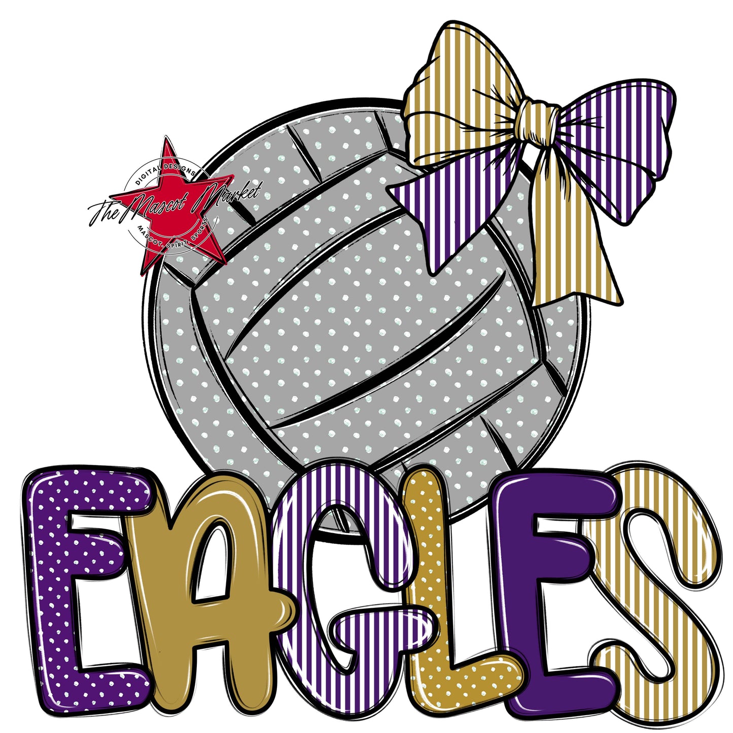 Eagles Volleyball Spirit Design-Purple & Gold