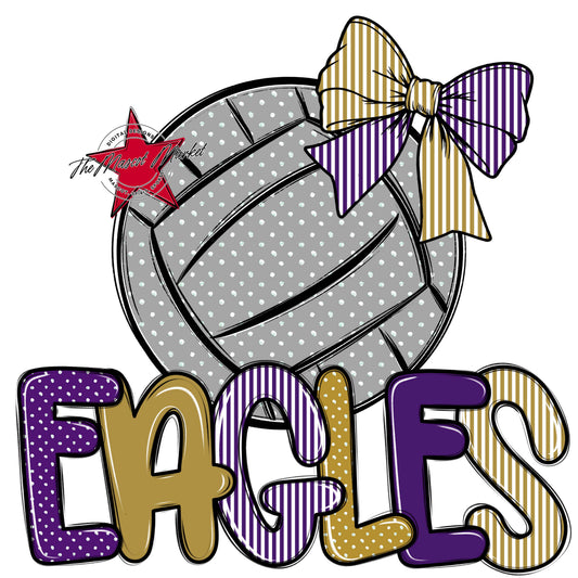 Eagles Volleyball Spirit Design-Purple & Gold