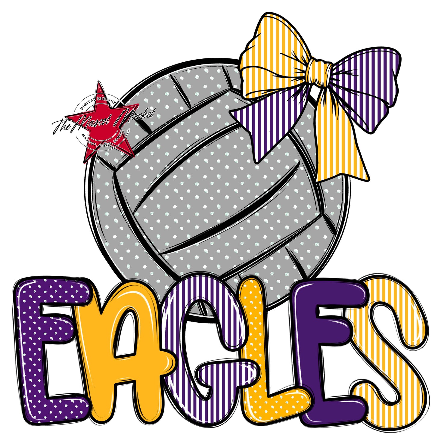 Eagles Volleyball Spirit Design-Purple & Yellow