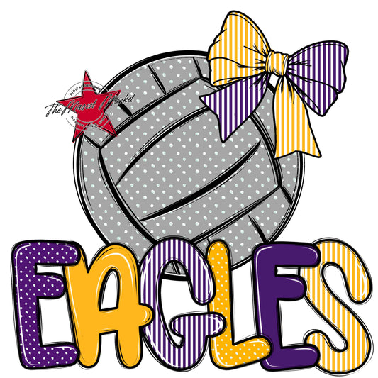 Eagles Volleyball Spirit Design-Purple & Yellow