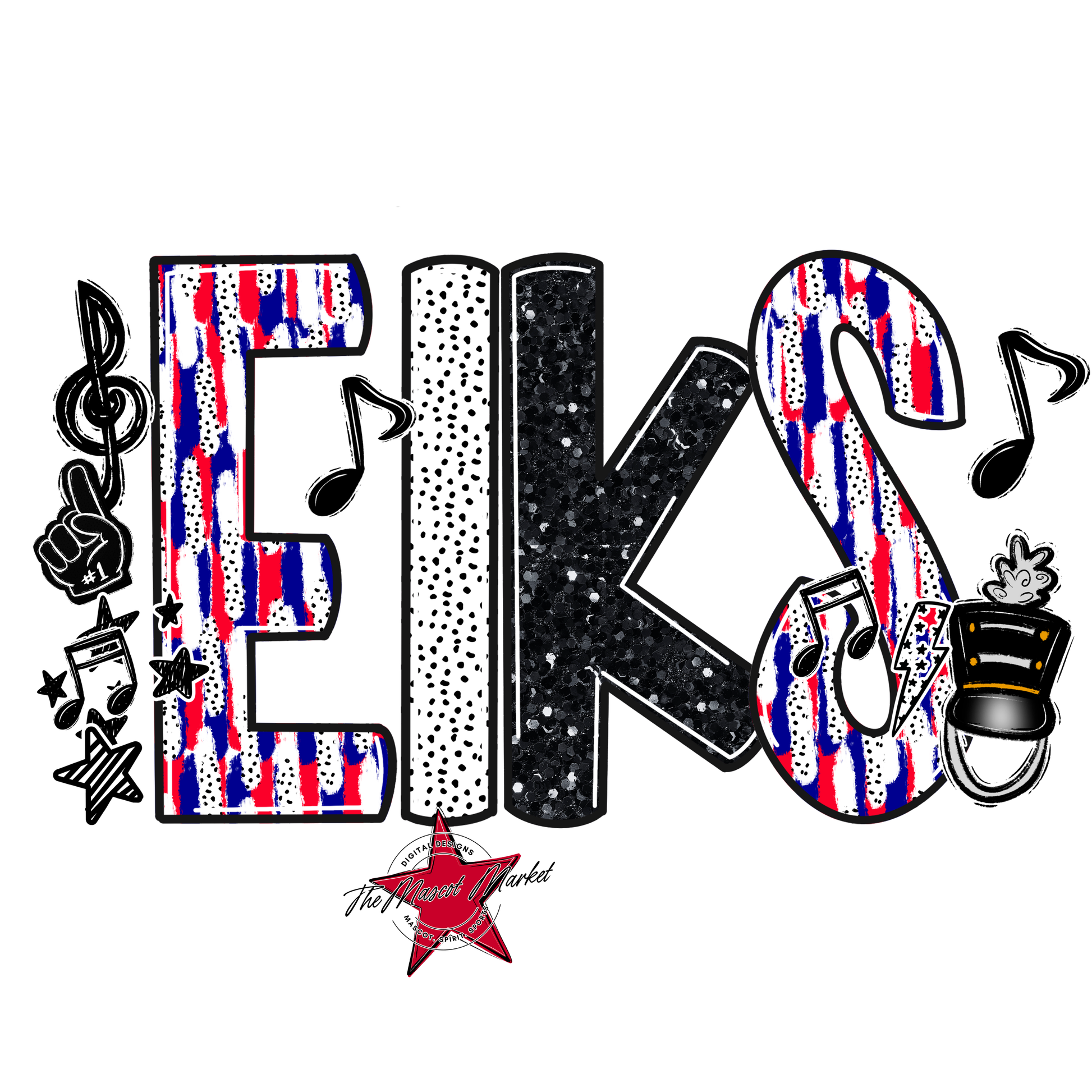 Elks Band Scrape-Blue-Red