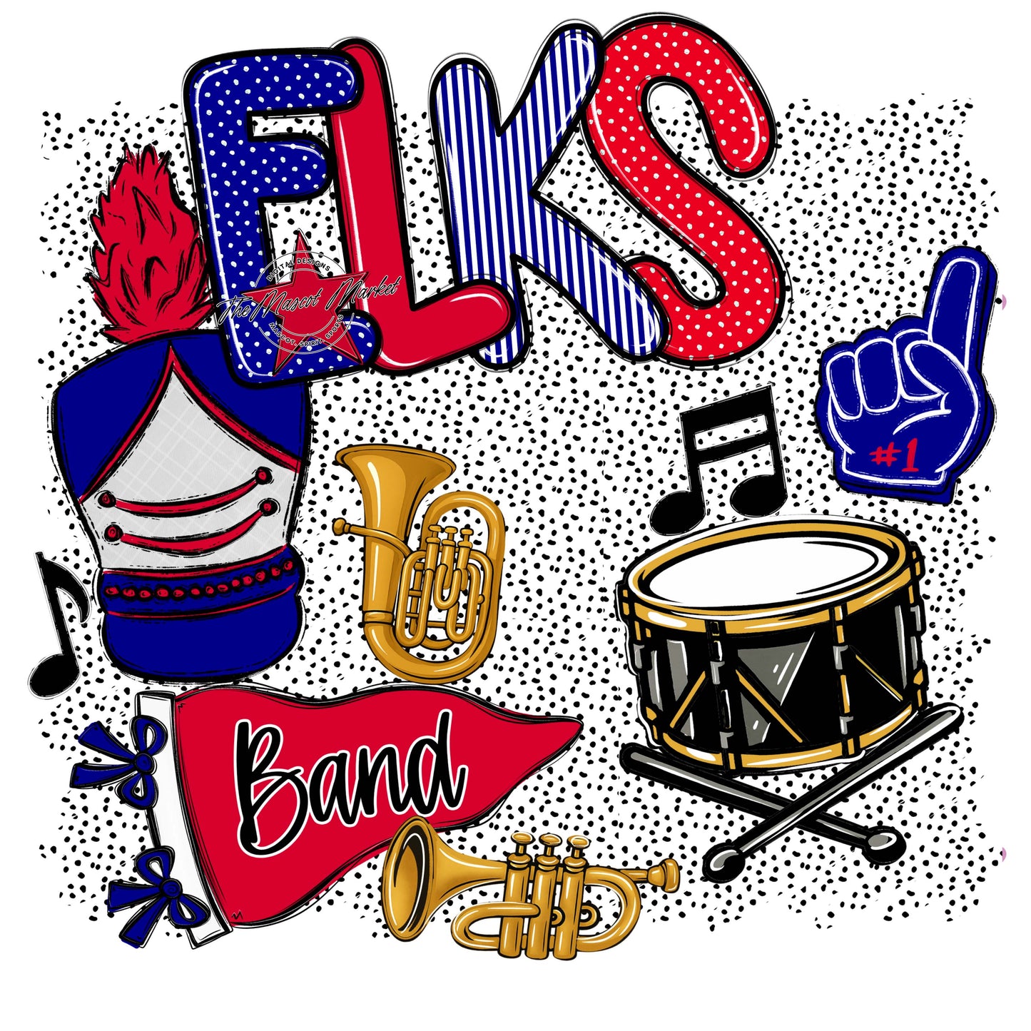 Elks Band Spirit-Blue & Red