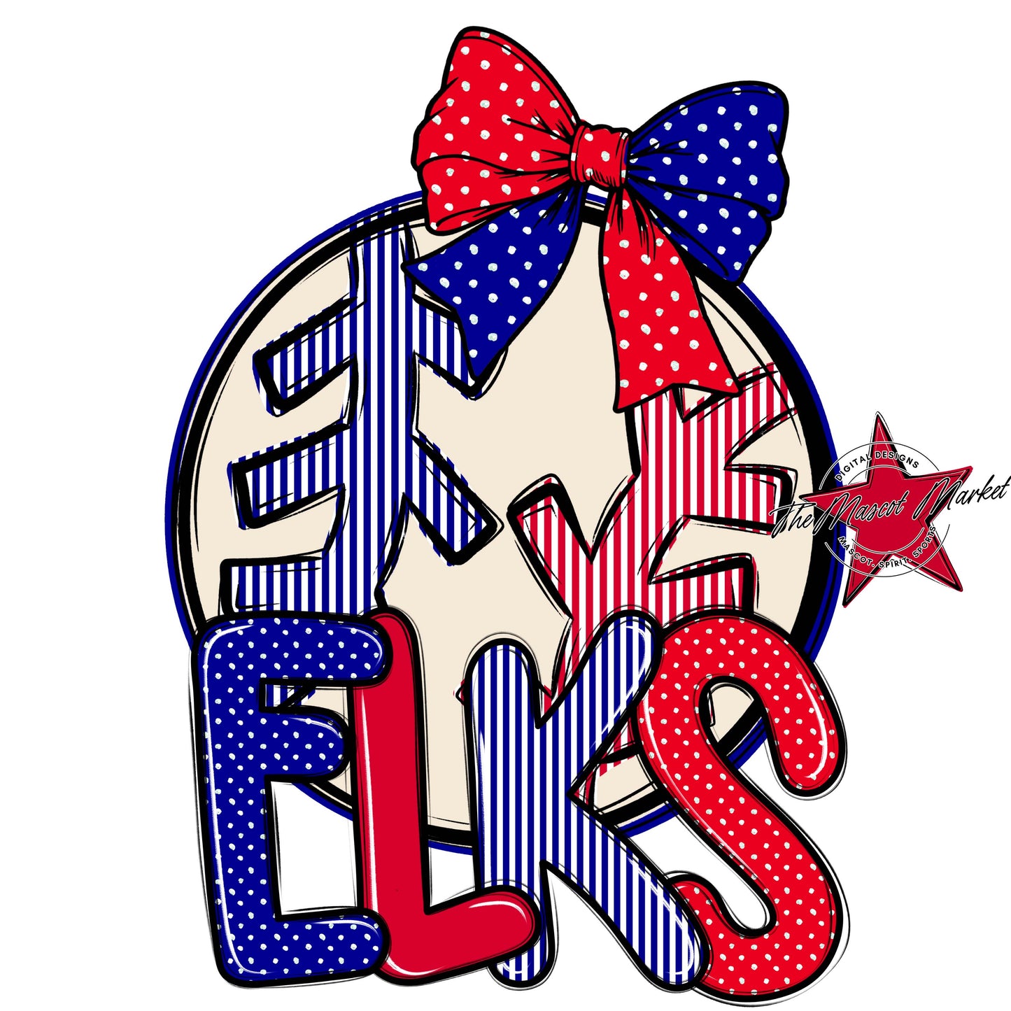 Elks Baseball-Softball Spirit Design-Blue & Red
