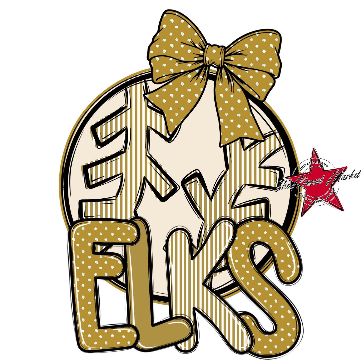 Elks Baseball-Softball Spirit Design-Gold