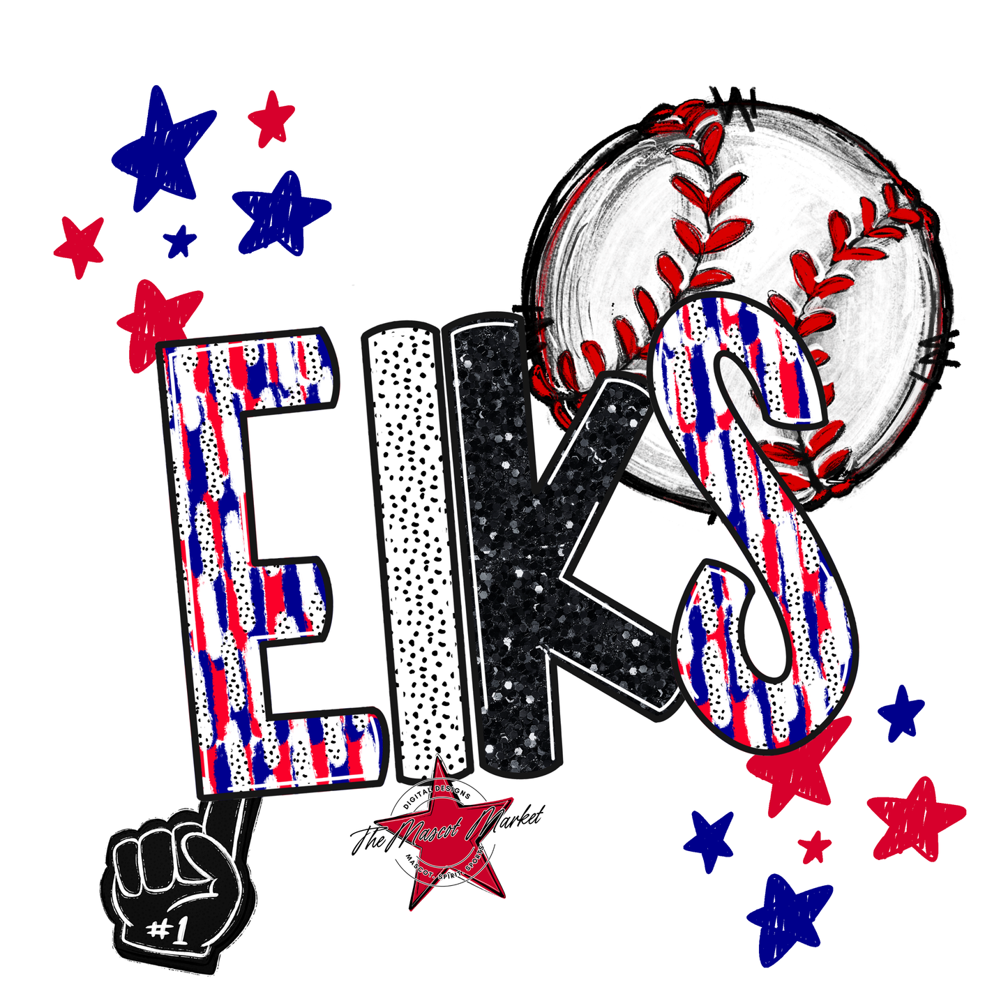 Elks Baseball Scrape-Blue-Red