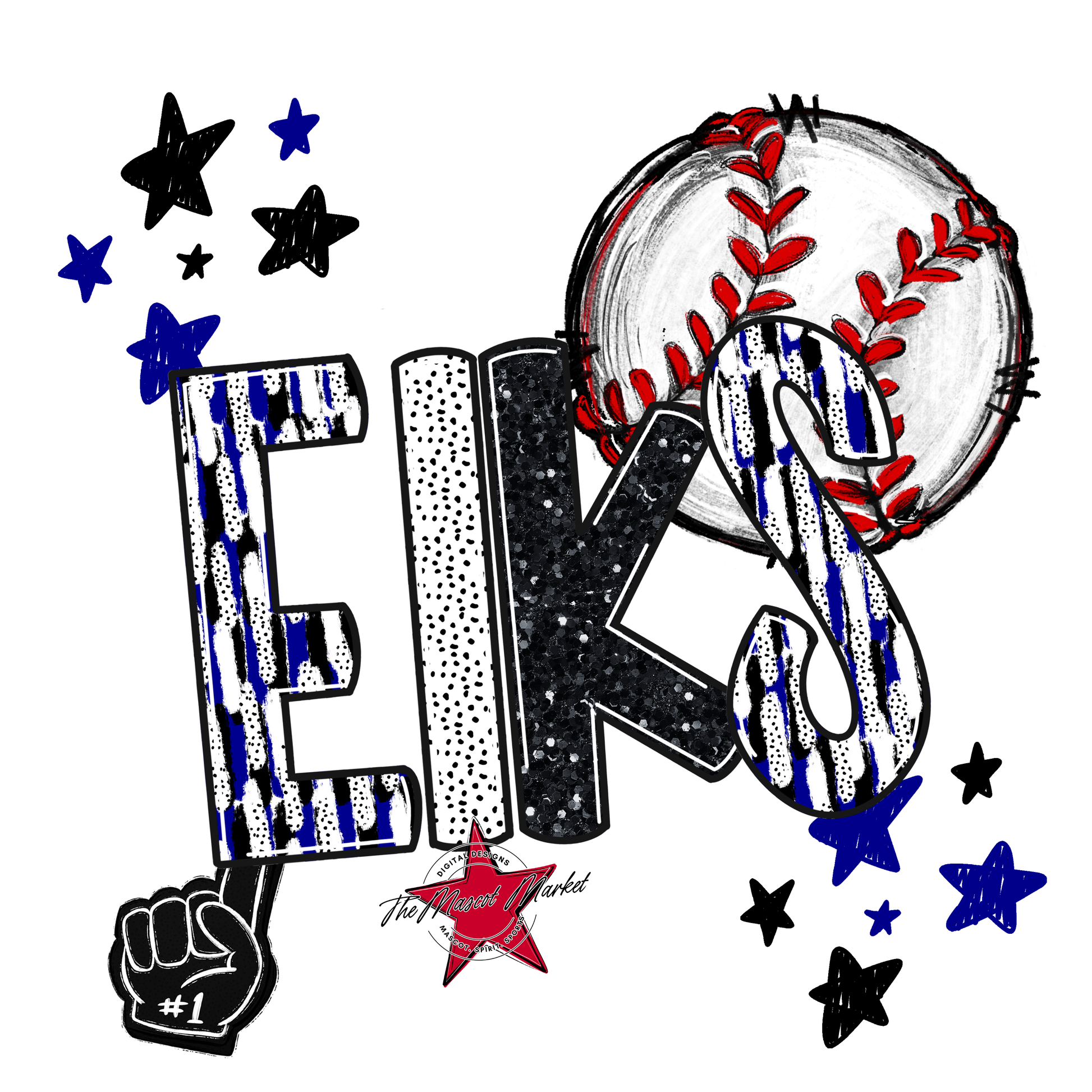Elks Baseball Scrape-Blue