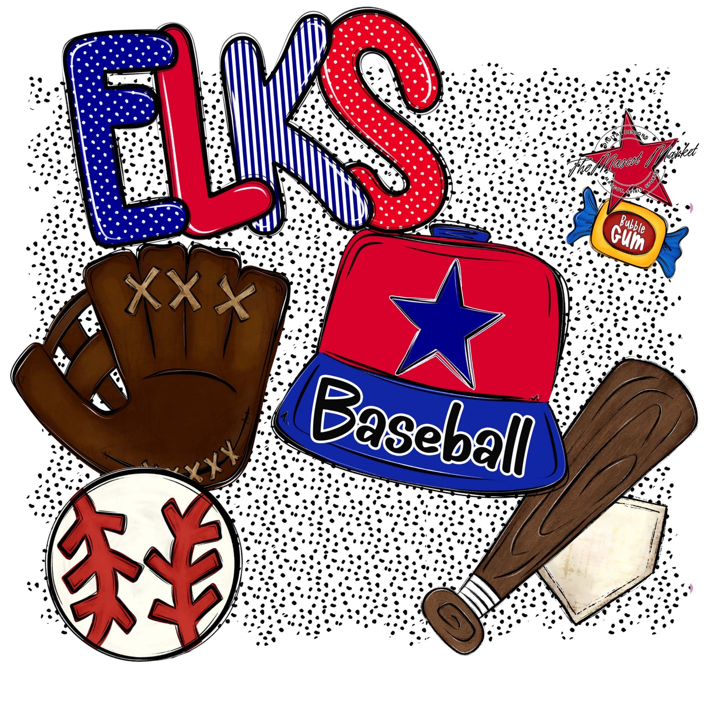 Elks Baseball Spirit-Blue & Red