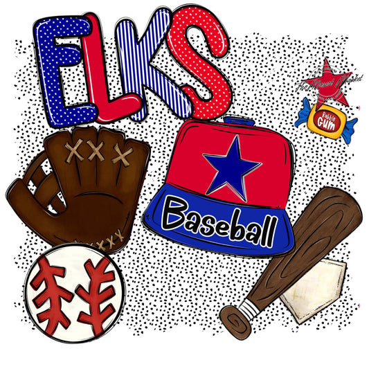 Elks Baseball Spirit-Blue & Red