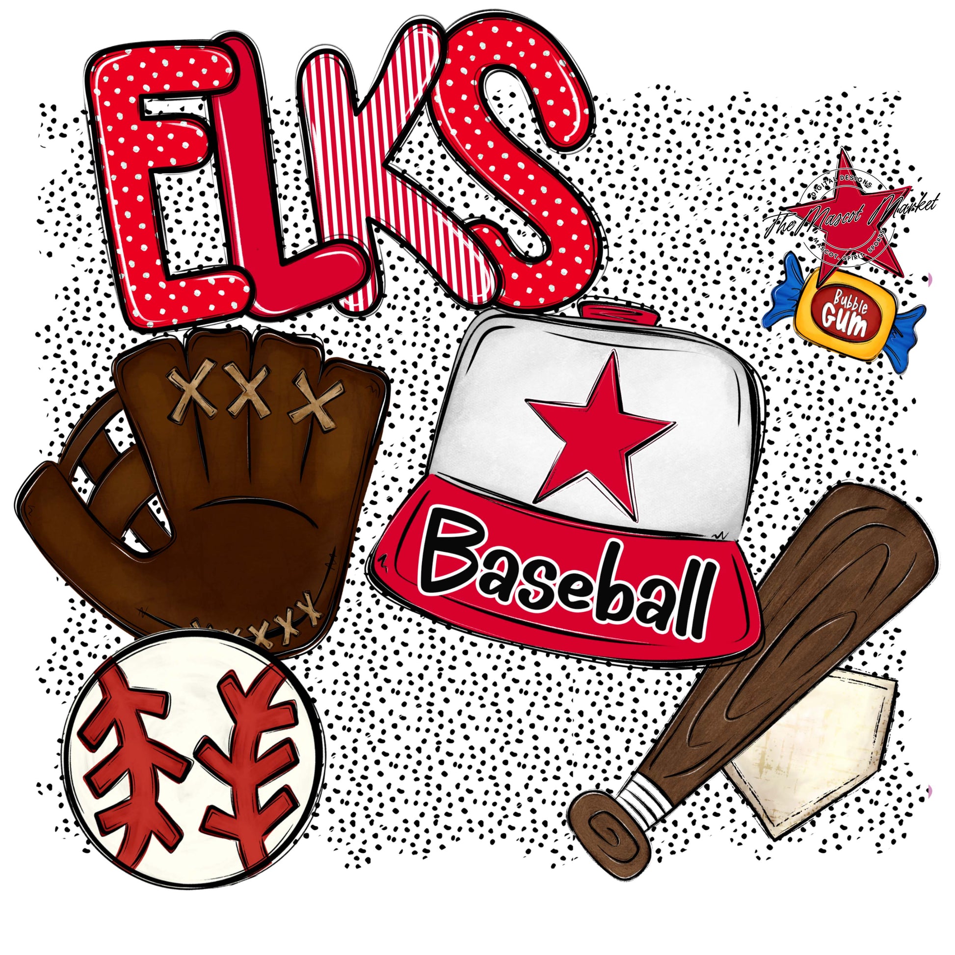 Elks Baseball Spirit-Red