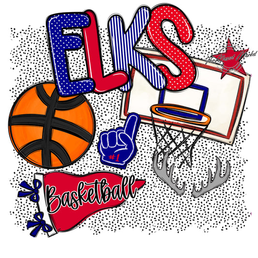 Elks Basketball Spirit-Blue & Red