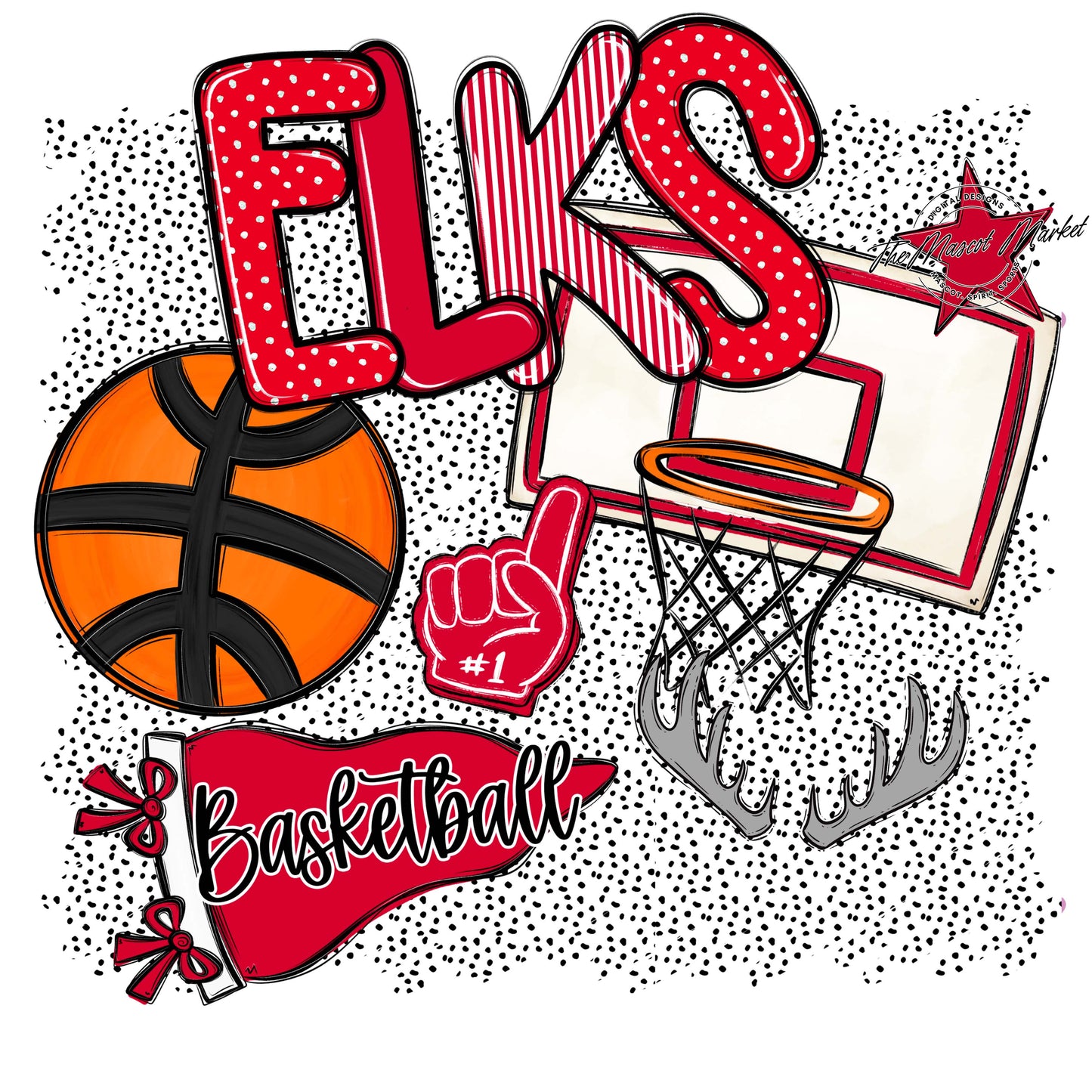 Elks Basketball Spirit-Red