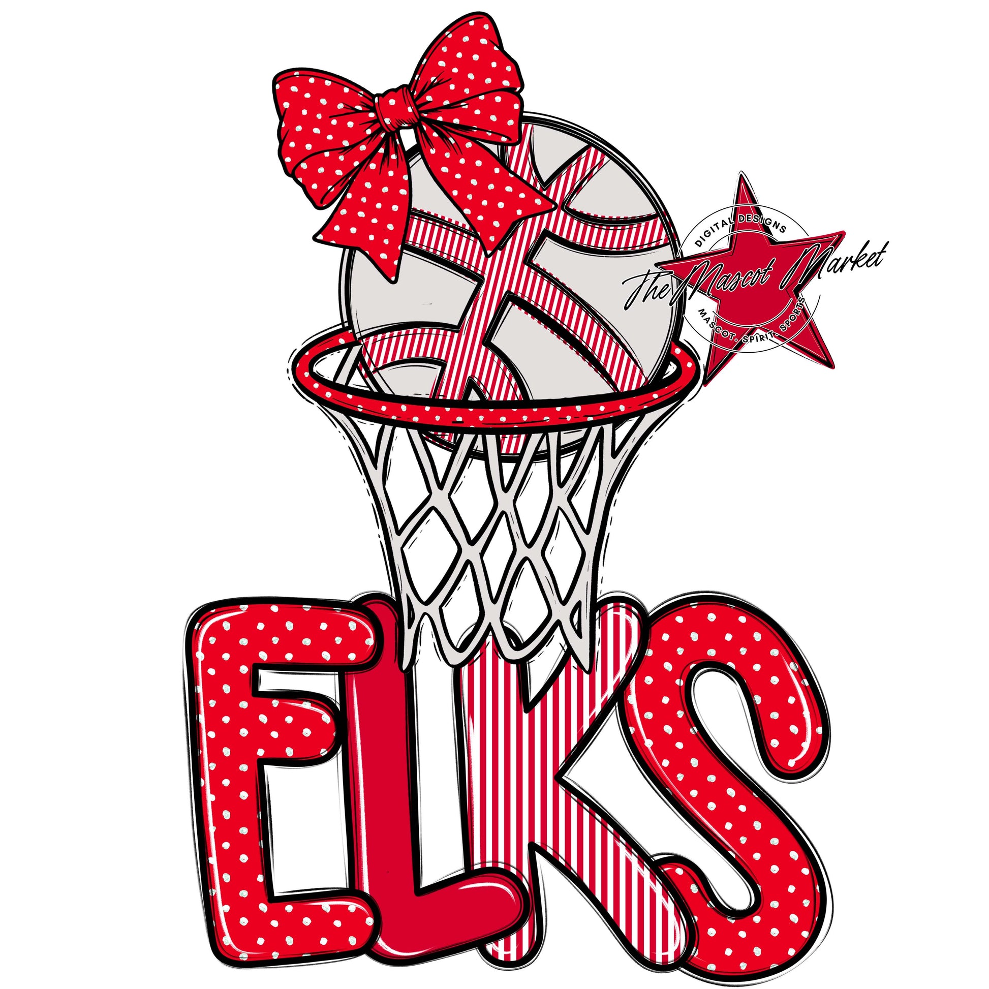 Elks Basketball Spirit Design-Red
