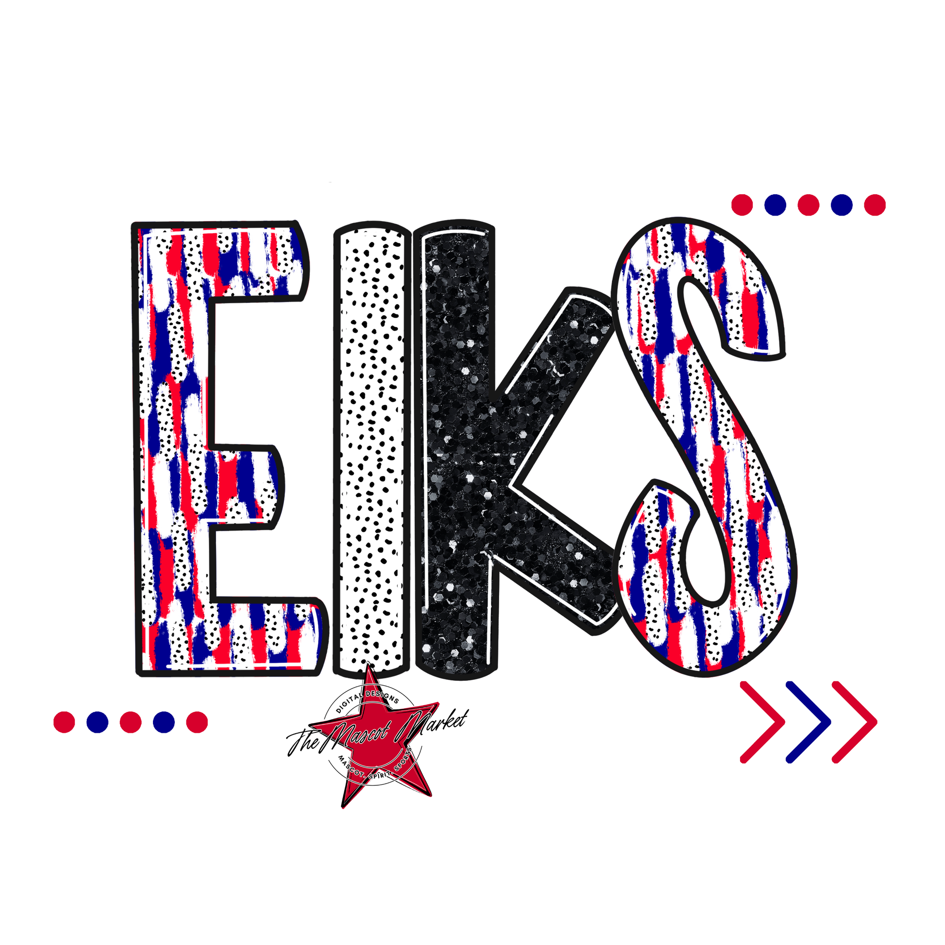 Elks Brushstroke Alpha w Arrows-Blue-Red