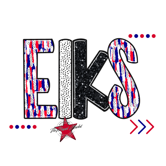 Elks Brushstroke Alpha w Arrows-Blue-Red