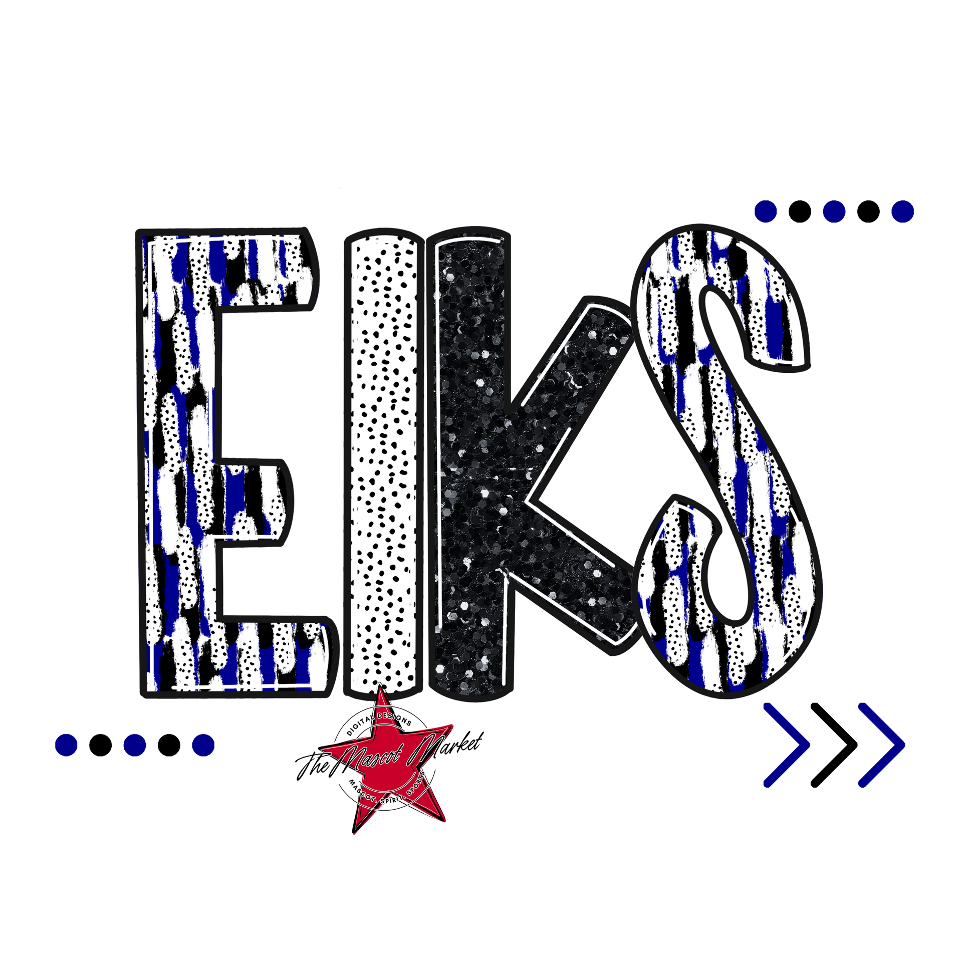 Elks Brushstroke Alpha w Arrows-Blue
