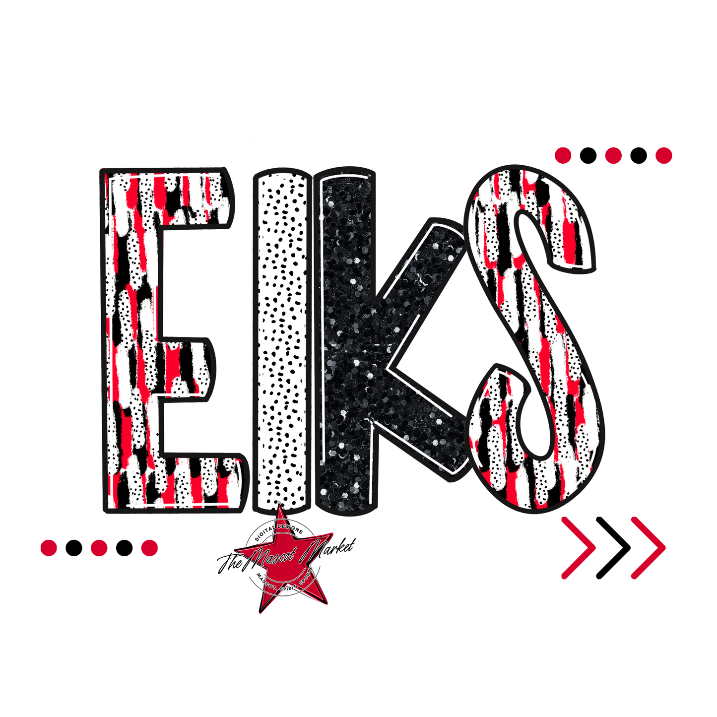Elks Brushstroke Alpha w Arrows-Red