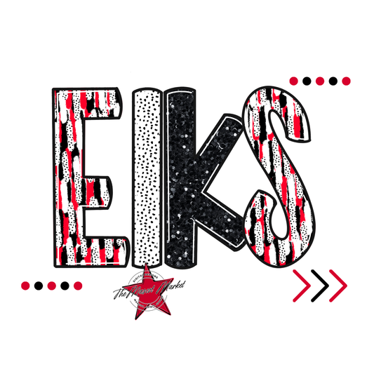 Elks Brushstroke Alpha w Arrows-Red