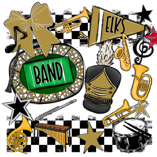 Elks Checkers Band Spirit Design-Gold