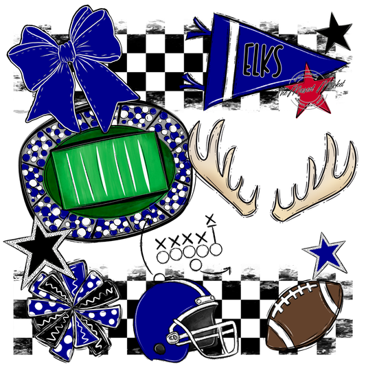Elks Checkers Mascot Spirit Design-Blue