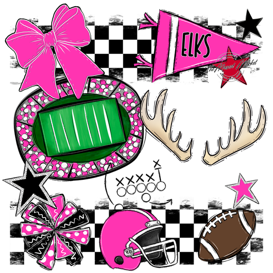 Elks Checkers Mascot Spirit Design-Pink