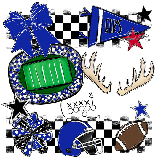 Elks Checkers Mascot Spirit Design-Royal Blue