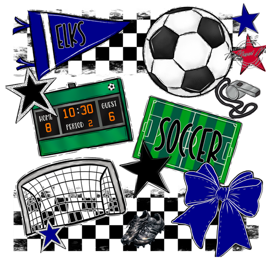 Elks Checkers Soccer Spirit Design-Blue