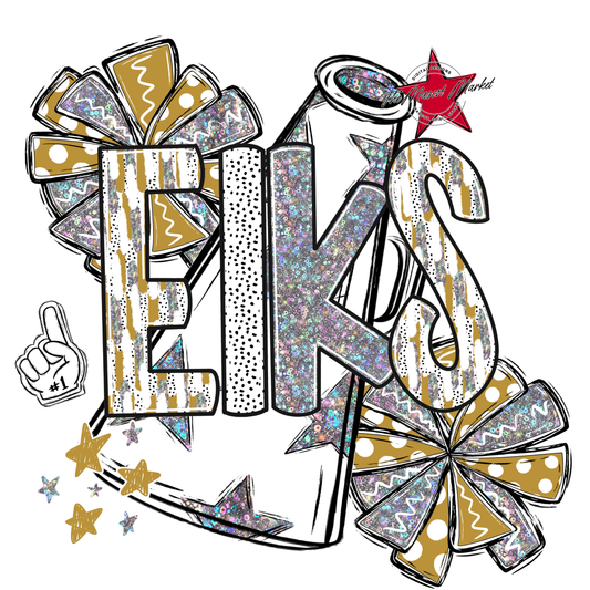 Elks Cheer Megaphone Scrape-Gold