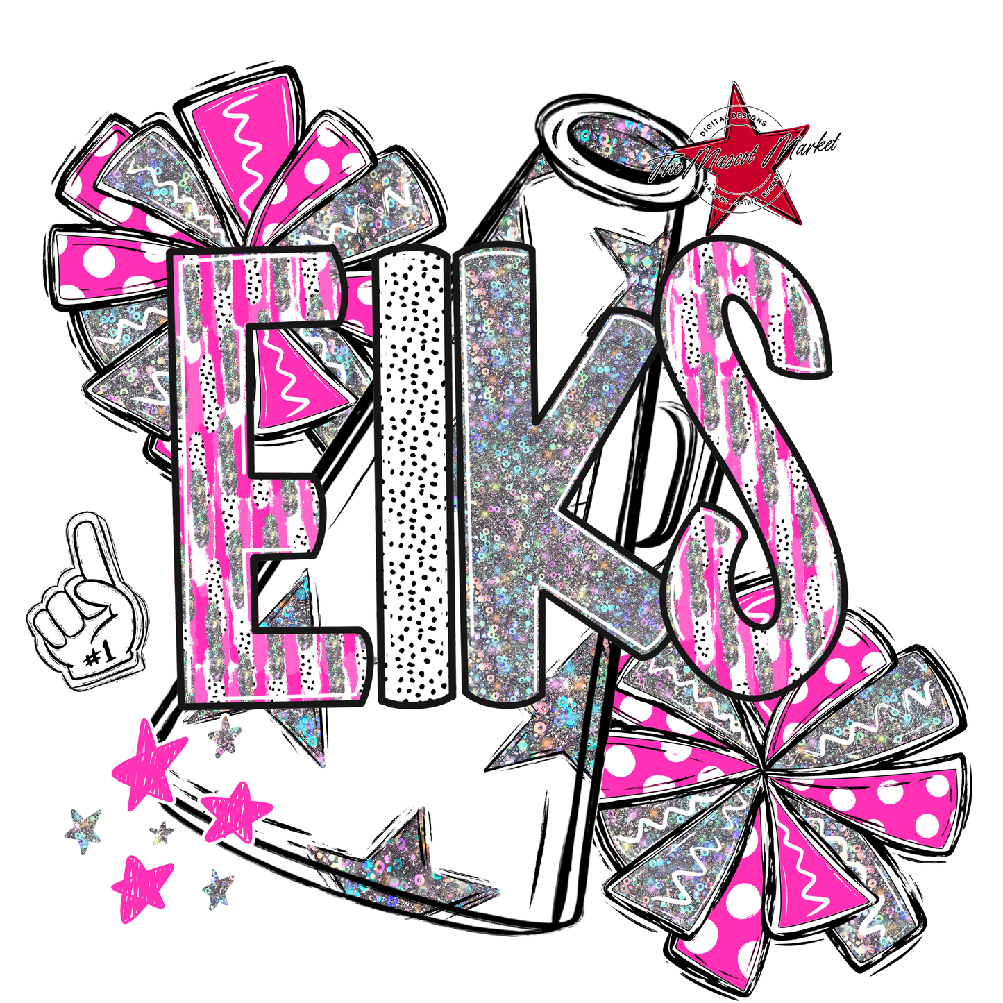 Elks Cheer Megaphone Scrape-Pink