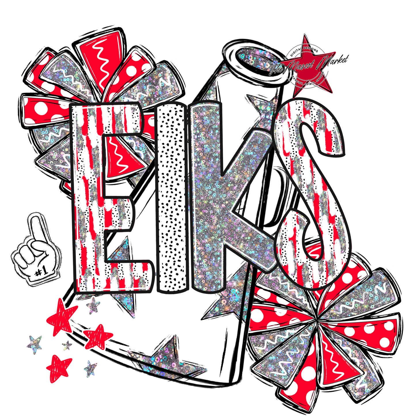 Elks Cheer Megaphone Scrape-Red