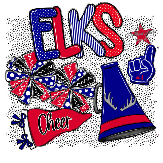 Elks Cheer Spirit-Blue & Red
