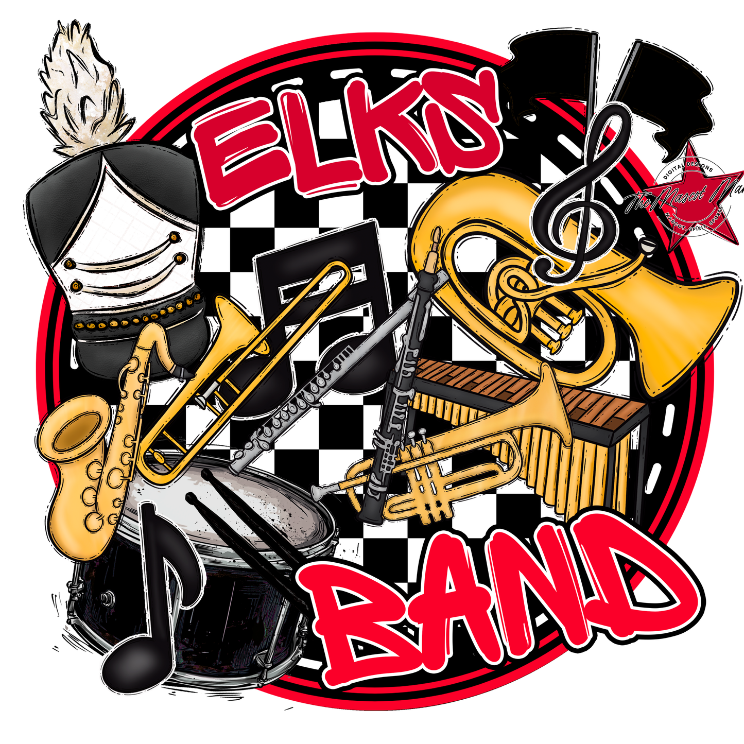 Elks Circle Band Design-Red