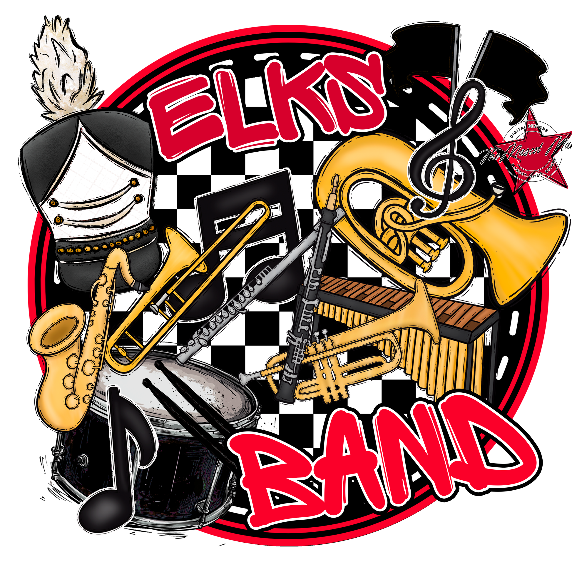Elks Circle Band Design-Red
