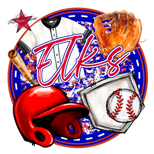 Elks Circle Baseball Design-Blue-Red