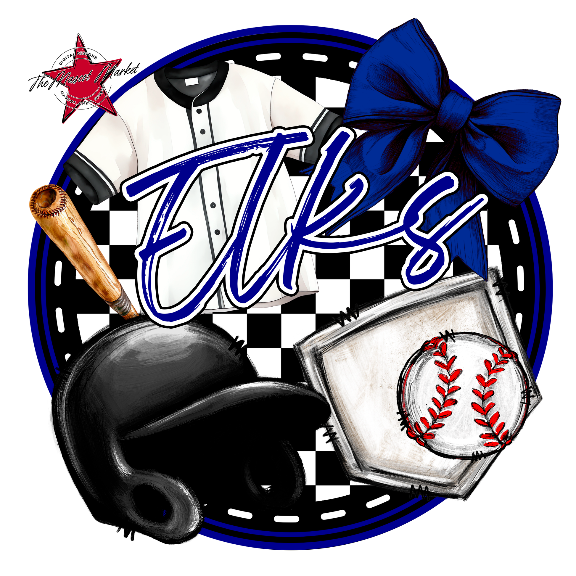 Elks Circle Baseball Design-Blue