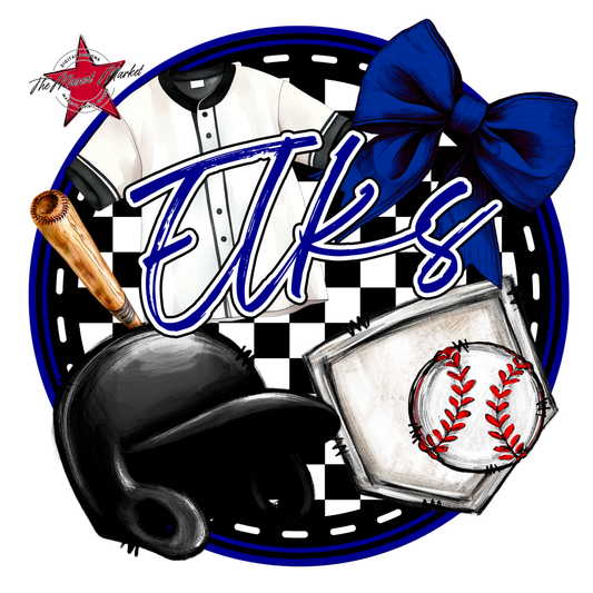 Elks Circle Baseball Design-Blue