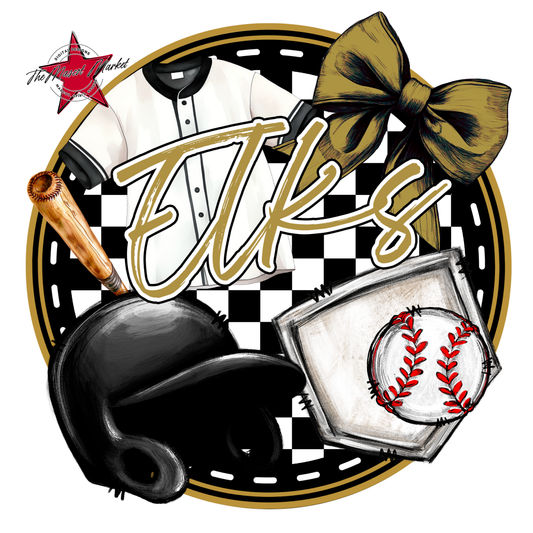 Elks Circle Baseball Design-Gold