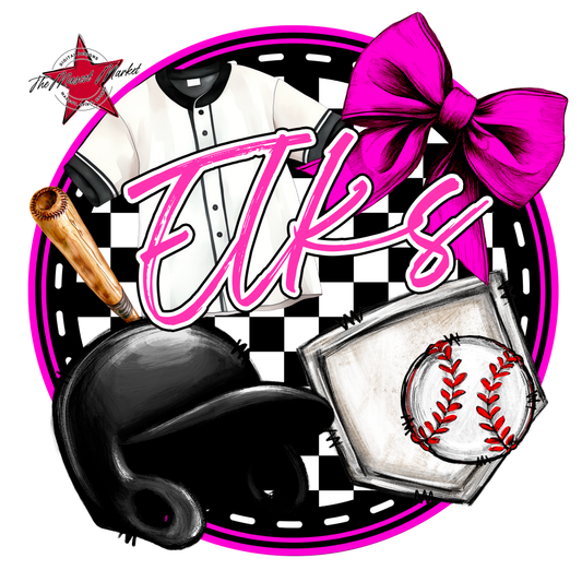 Elks Circle Baseball Design-Pink