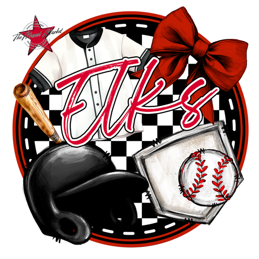 Elks Circle Baseball Design-Red