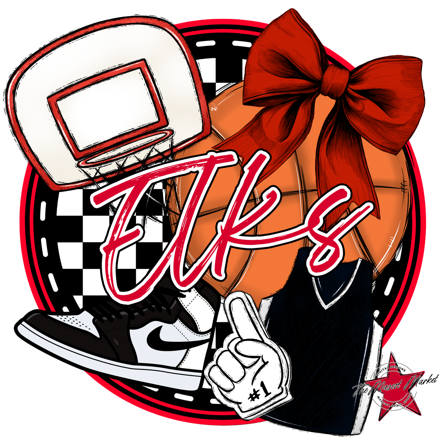 Elks Circle Basketball Design-Red