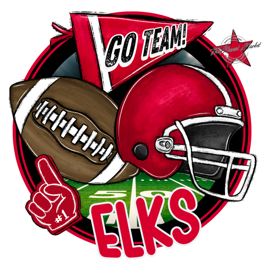 Elks Circle Football Design-Red