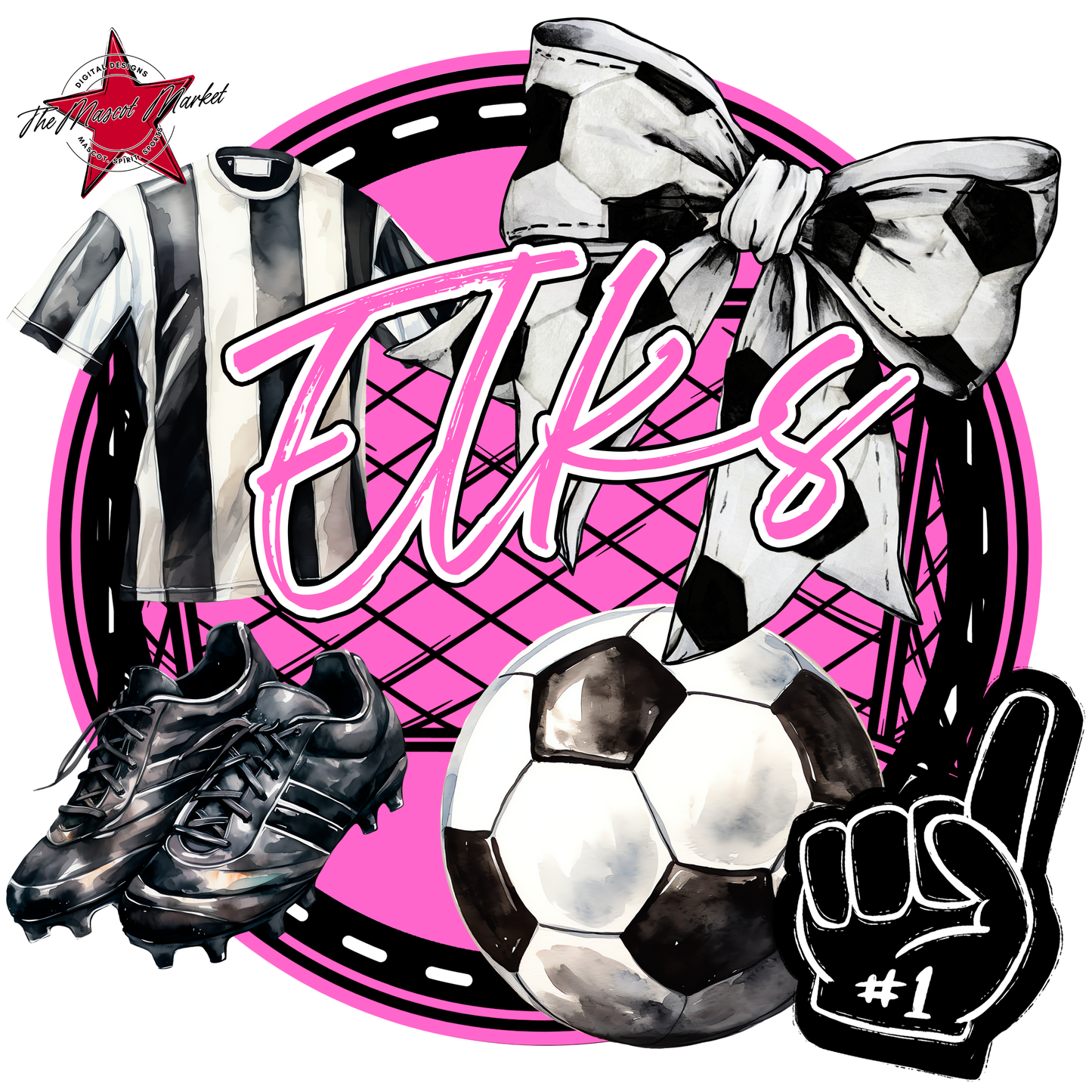 Elks Circle Soccer Design-Baby Pink