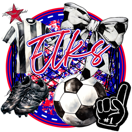 Elks Circle Soccer Design-Blue-Red