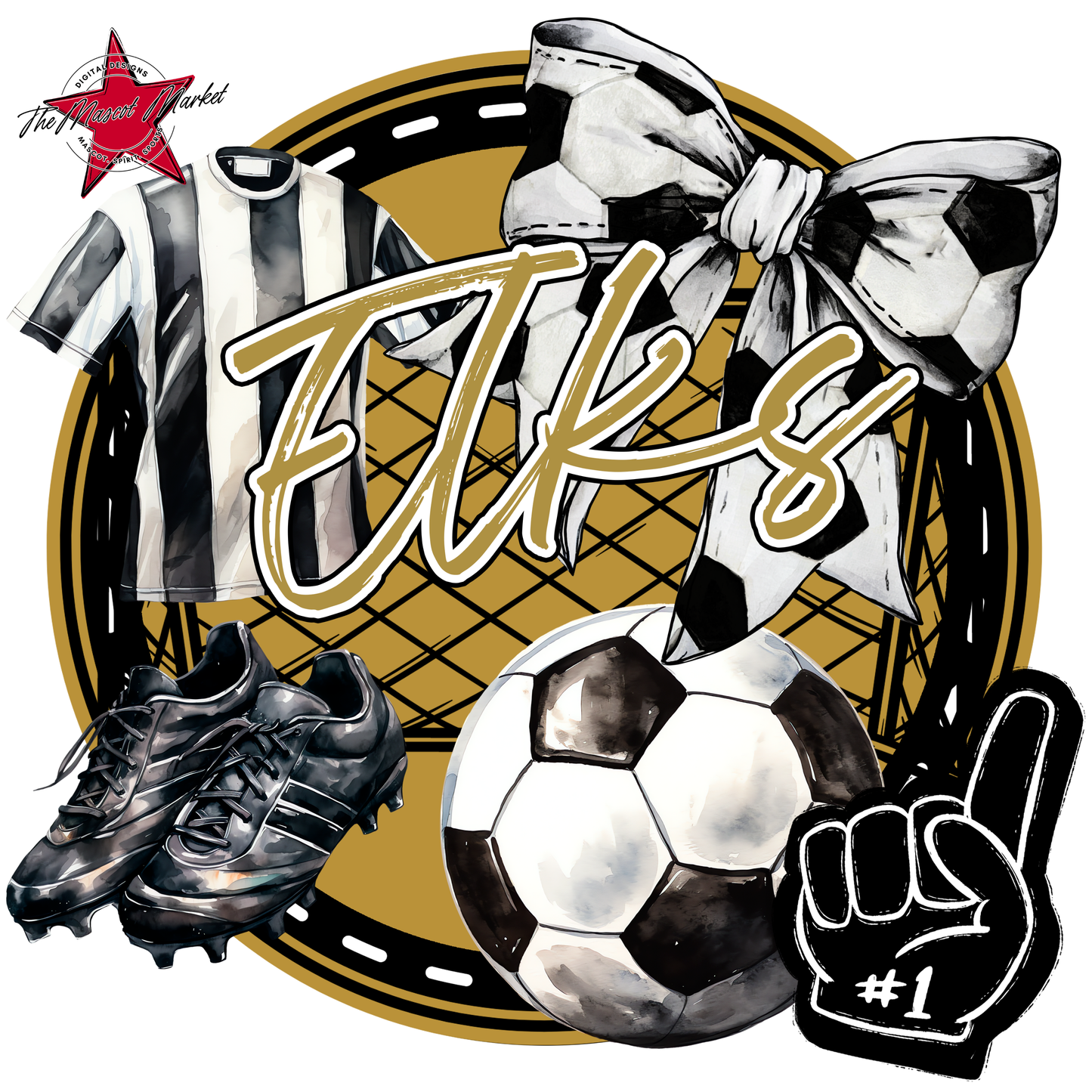 Elks Circle Soccer Design-Gold