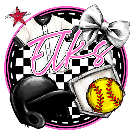 Elks Circle Softball Design-Baby Pink