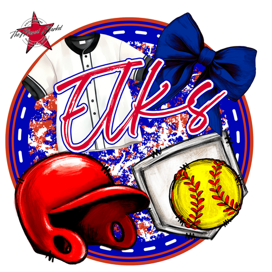 Elks Circle Softball Design-Blue-Red